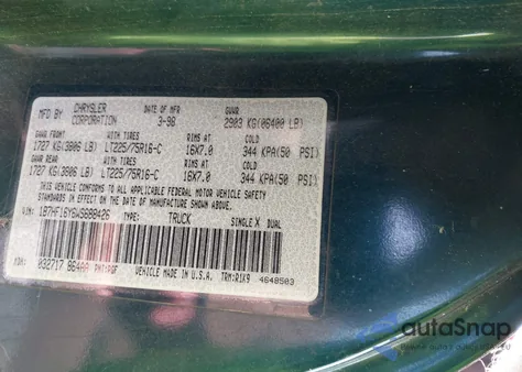 1998 Dodge Ram 1500 St from USA, damaged, VIN 1B7HF16Y6WS688426